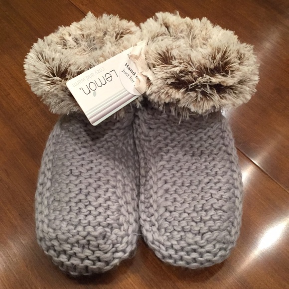 Faux fur knit slipper booties LUXURIOUS - Picture 3 of 4